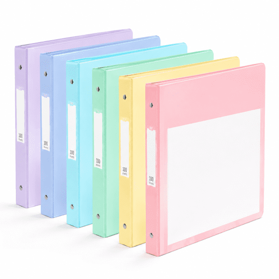 0.5 Inch 3 Ring Binders 6 Pack, Letter Size Three Ring Binders With Pockets