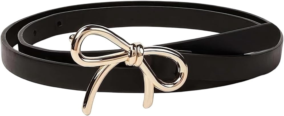 thin black belt for dress Black Skinny Belt For Women Dress 42" / 105 cm