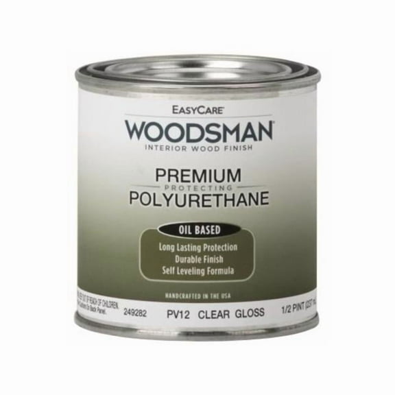 0.5 Pint Woodsman Fast Dry Varnish Polyurethane Interior Oil Base Wood Finish, Clear Gloss