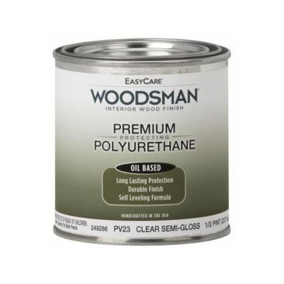 0.5 Pint Woodsman Fast Dry Varnish Polyurethane Interior Wood Finish Oil Base Semi-Gloss, Clear