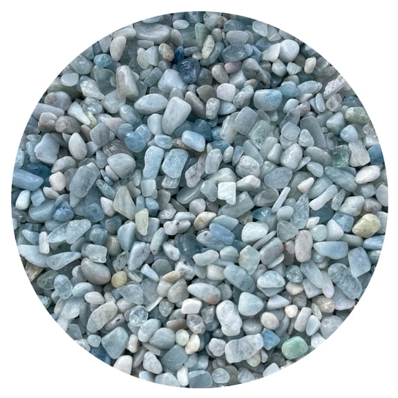 0.5 Pound Natural Semi Tumbled Aquamarine Gemstone Chips, Crushed Mini Crystals, Undrilled Crystal Chips (Aquamarine)