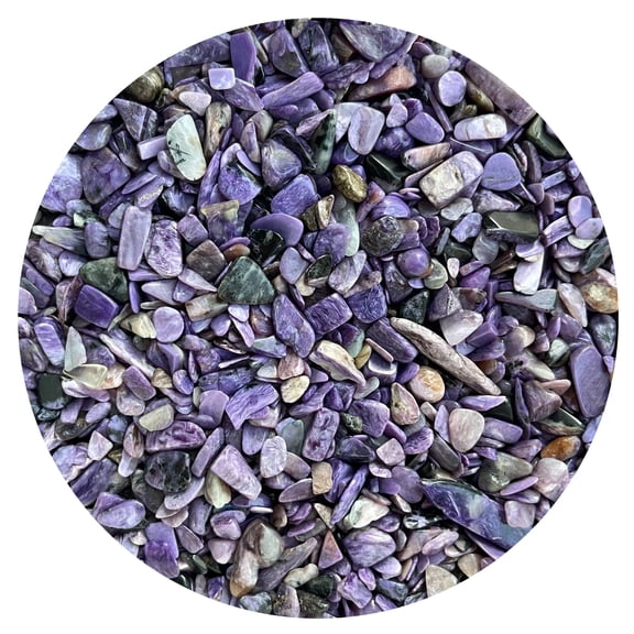 0.5 Pound Natural Semi Tumbled Charoite Gemstone Chips, Charoite Crushed Mini Crystals, Undrilled Crystal Chips (Charoite)