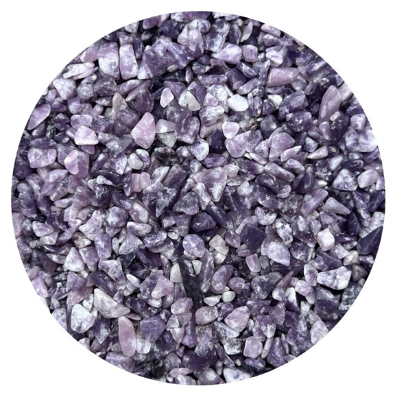 0.5 Pound Natural Semi Tumbled Lepidolite Gemstone Chips, Crushed Mini Crystals, Undrilled Crystal Chips (Lepidolite)