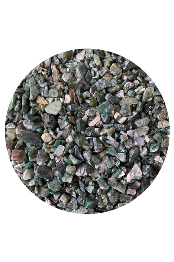 0.5 Pound Natural Semi Tumbled Moss Agate Gemstone Chips, Crushed Mini Crystals, Undrilled Crystal Chips (Moss Agate)