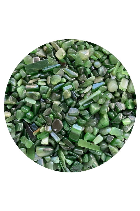 0.5 Pound Natural Semi Tumbled Nephrite Jade Gemstone Chips, Crushed Mini Crystals, Undrilled Crystal Chips (Nephrite Jade)