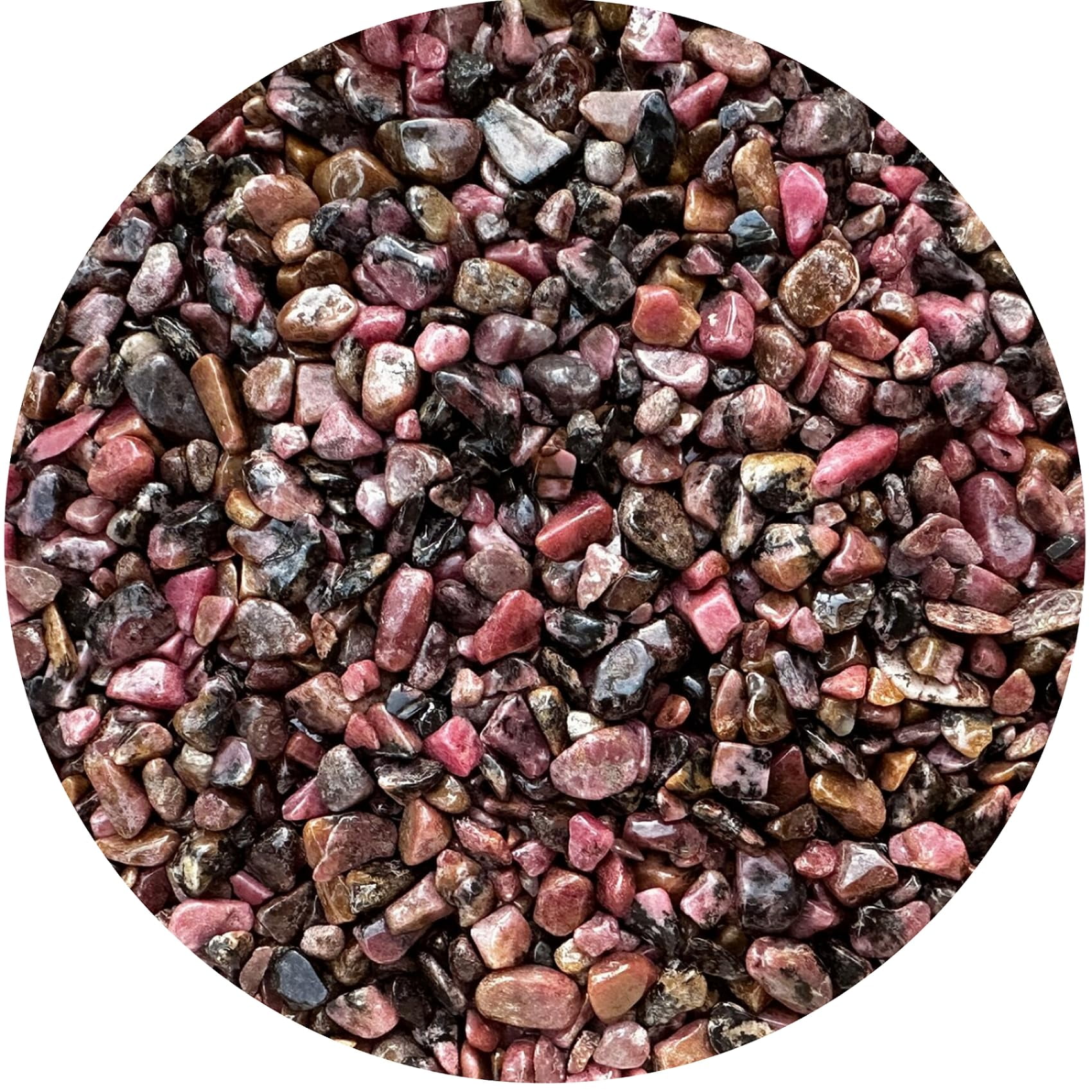 0.5 Pound Natural Semi Tumbled Rhodonite Gemstone Chips, Crushed Mini ...