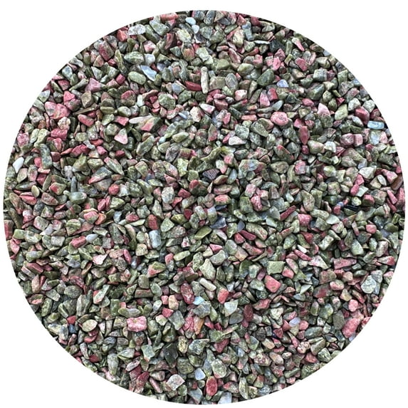 0.5 Pound Natural Semi Tumbled Unakite Gemstone Chips, Crushed Mini Crystals, Undrilled Crystal Chips (Unakite)