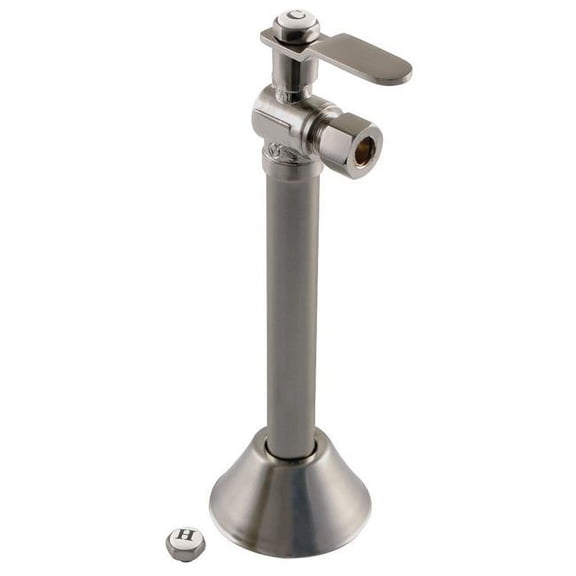0.5 Sweat x 0.375 in. O.D. Comp Whitaker Angle Stop Valve with 5 in. Extension, Brushed Nickel