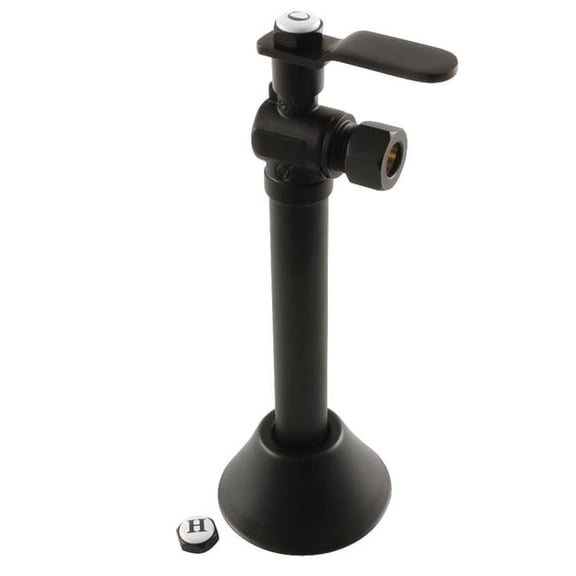 0.5 Sweat x 0.375 in. O.D. Comp Whitaker Angle Stop Valve with 5 in. Extension, Matte Black