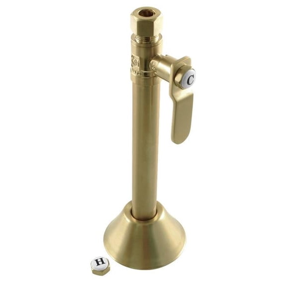 0.5 Sweat x 0.375 in. O.D. Comp Whitaker Straight Stop Valve with 5 in. Extension, Brushed Brass