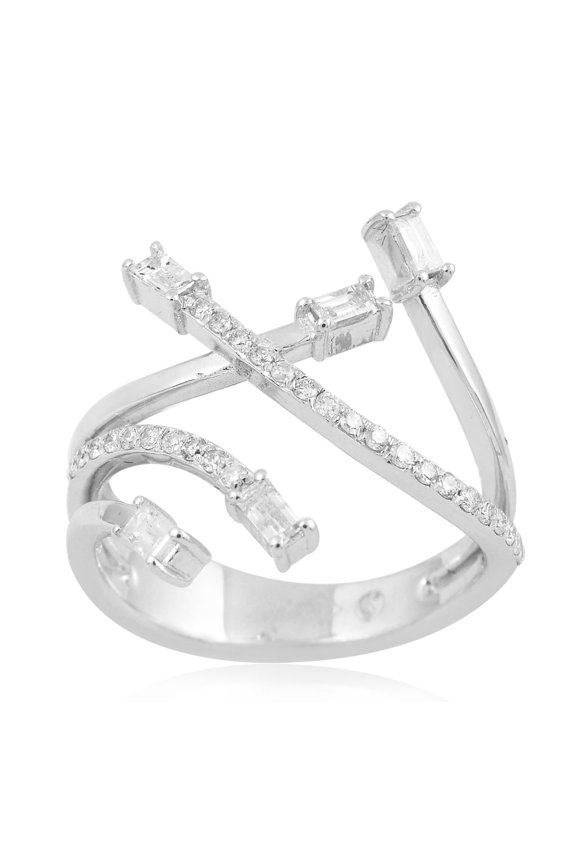 0.5 TCW Solid 18Kt White Gold SI Clarity HI Color Diamond Multi Shank Cuff Ring
