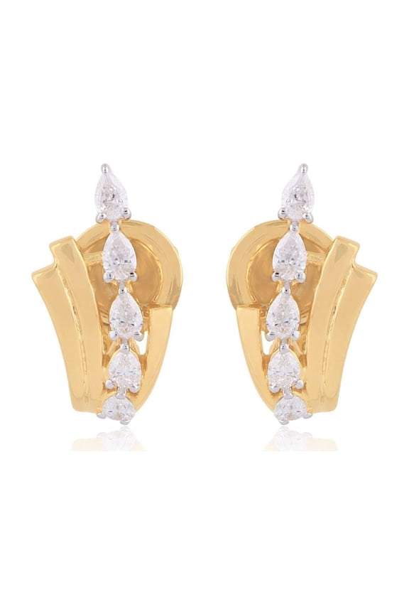 0.5 TCW Solid 18Kt Yellow Gold SI Clarity HI Color Diamond Fine Stud Earrings