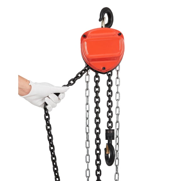 0.5 Ton Manual Chain Hoist, 1100LB G80 Galvanized Chain Block 10FT Lift Height, Hand Operated Pulley for Garage, Warehouse or Dock Orange