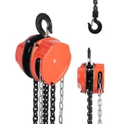 0.5 Ton Manual Hand Chain Hoist, 1100 lb Capacity Chain Block - G80 Galvanized Load Chain - 10 ft Lift - Heavy-Duty Portable Pulley Hoist for Garage/Factory/Warehouse/Dock - Orange - Color Orange