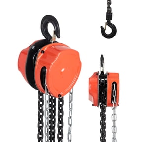 0.5 Ton Manual Hand Chain Hoist, 1100 lb Capacity Chain Block - G80 Galvanized Load Chain - 10 ft Lift - Heavy-Duty Portable Pulley Hoist for Garage/Factory/Warehouse/Dock - Orange - Color: Orange