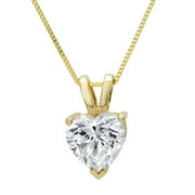 0.5 ct Brilliant Heart Cut Solitaire Conflict free Genuine Cultured Certified Diamond Clarity SI1-SI2 Color J-K 18K Yellow Gold Pendant with 18" Chain