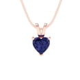 thumbnail image 1 of 0.5 ct Brilliant Heart Cut Solitaire Simulated Tanzanite 14k Rose Gold Pendant with 18" Chain, 1 of 4
