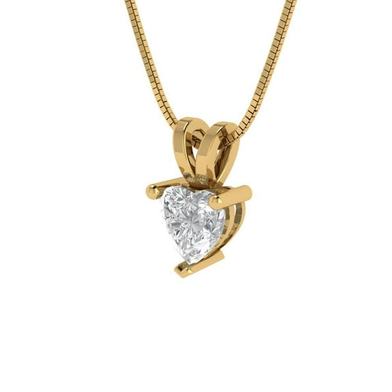 0.5 ct Brilliant Heart Cut Solitaire Synthetic Moissanite 14k Yellow Solid Gold Everyday Affordable Designer Necklace Pendant with 18" Chain