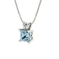 thumbnail image 1 of 0.5 ct Brilliant Princess Cut Solitaire Blue Diamond 18K White Solid Gold Everyday Affordable Designer Necklace Pendant with 16" Chain, 1 of 6