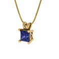 thumbnail image 1 of 0.5 ct Brilliant Princess Cut Solitaire Tanzanite 14k Yellow Solid Gold Everyday Affordable Designer Necklace Pendant with 18" Chain, 1 of 6