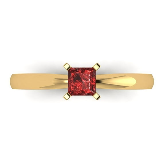 Solitaire Engagement Ring for Women - 0.5ct Natural Garnet in 18K Yellow Gold Promise Ring