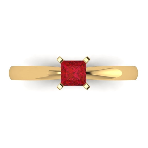 Solitaire Engagement Ring for Women - 0.5ct Simulated Ruby in 14K Yellow Gold Promise Ring