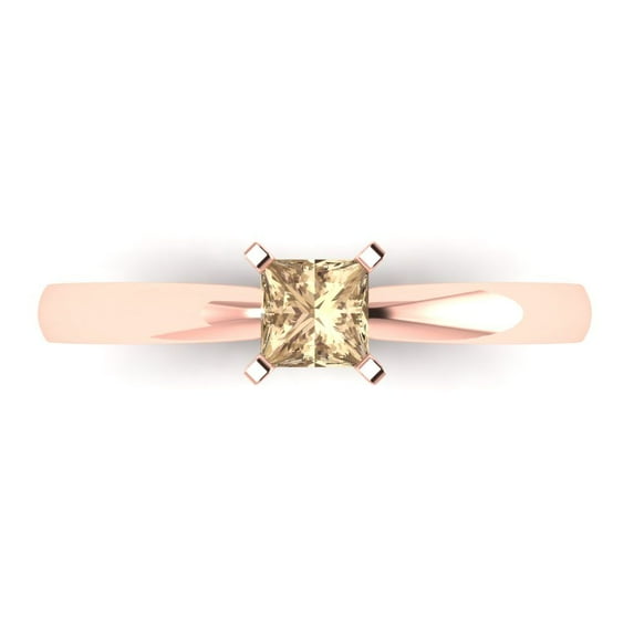 Solitaire Engagement Ring for Women - 0.5ct Yellow Moissanite in 14K Rose Gold Promise Ring