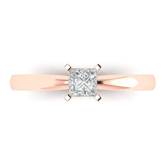 Solitaire Engagement Ring for Women - 0.5ct Simulated Diamond in 14K Rose Gold Promise Ring