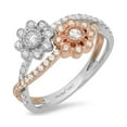 thumbnail image 1 of 0.5 ct Brilliant Round Cut Genuine Cultured Diamond SI1-SI2 J-K 18K White Rose Gold Halo Promise Wedding Statement Engagement Designer Ring size 6.5, 1 of 6