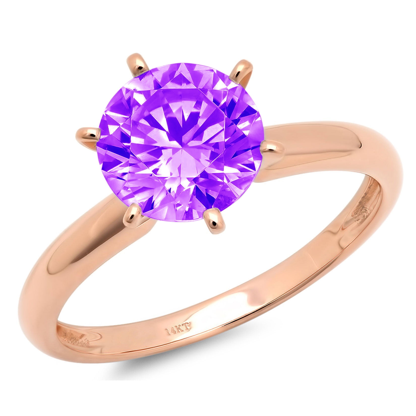 0.5 ct Brilliant Round Cut Natural Amethyst 14k Rose Gold Solitaire ...
