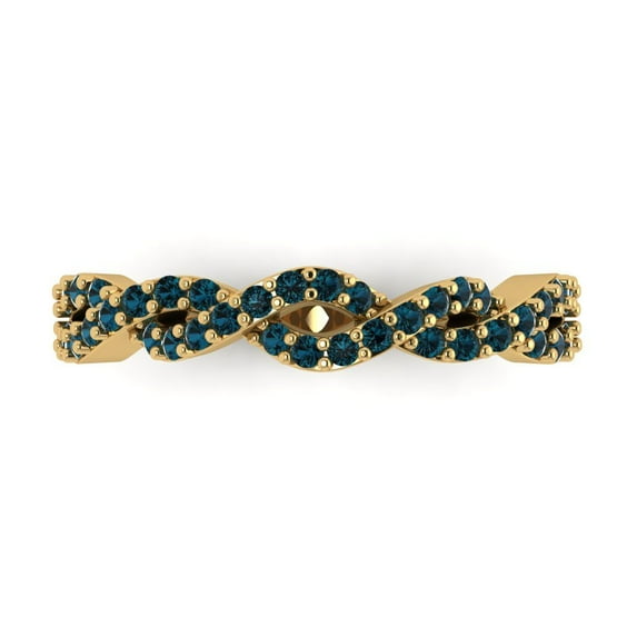 0.495 ctw Wedding Band for Women - 18K yellow Gold Natural London Blue Topaz Stackable Eternity Ring