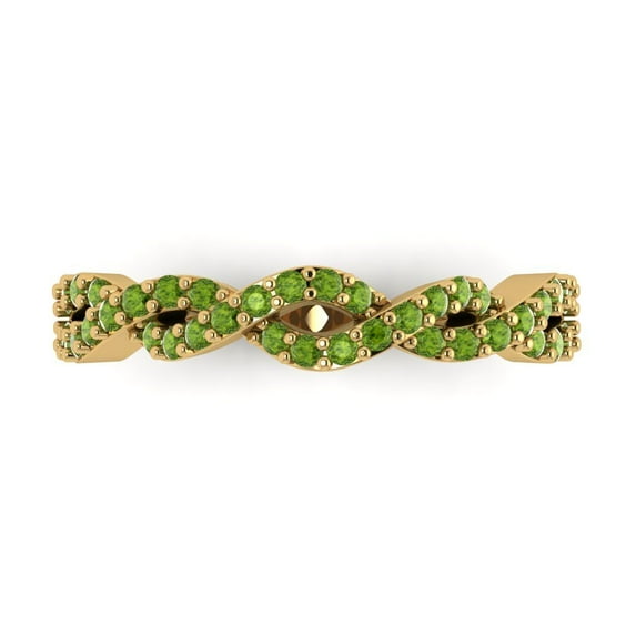 0.495 ctw Wedding Band for Women - 14K yellow Gold Natural Peridot Stackable Eternity Ring