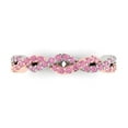 thumbnail image 1 of 0.495 ctw Wedding Band for Women - 18K Rose/White Gold Simulated Pink Diamond Stackable Eternity Ring, 1 of 6