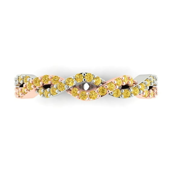 0.495 ctw Wedding Band for Women - 14K Rose/White Gold Simulated Yellow Diamond Stackable Eternity Ring