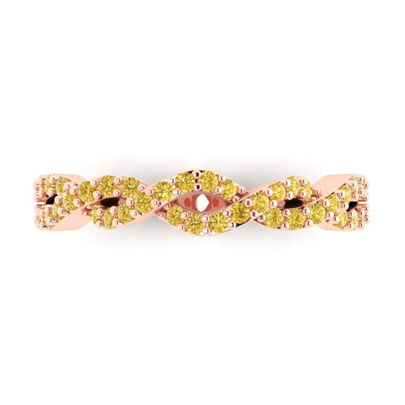 0.495 ctw Wedding Band for Women - 18K Rose Gold Simulated Yellow Diamond Stackable Eternity Ring