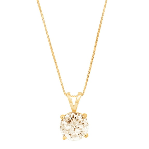 0.5 ct Brilliant Round Cut Solitaire Natural Morganite 14k Yellow Gold Pendant with 16" Chain