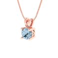 thumbnail image 1 of 0.5 ct Brilliant Round Cut Solitaire Natural Sky Blue Topaz 14k Rose Solid Gold Everyday Affordable Designer Necklace Pendant with 18" Chain, 1 of 6