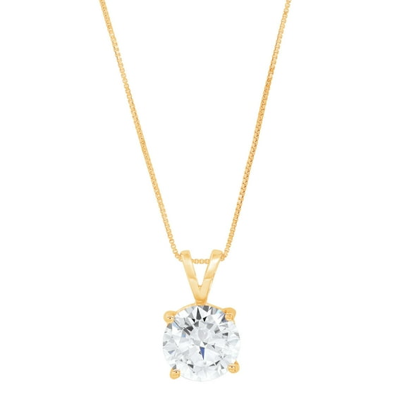 0.5 ct Brilliant Round Cut Solitaire Simulated Diamond 14k Yellow Gold Pendant with 18" Chain