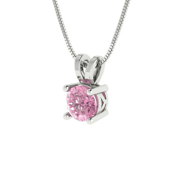 0.5 ct Brilliant Round Cut Solitaire Pink Diamond 14k White Solid Gold Everyday Affordable Designer Necklace Pendant with 16" Chain