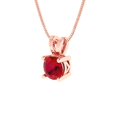 thumbnail image 1 of 0.5 ct Brilliant Round Cut Solitaire Ruby 14k Rose Solid Gold Everyday Affordable Designer Necklace Pendant with 18" Chain, 1 of 6