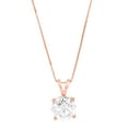 thumbnail image 1 of 0.5 ct Brilliant Round Cut Solitaire Synthetic White Sapphire 14k Rose Gold Pendant with 18" Chain, 1 of 3