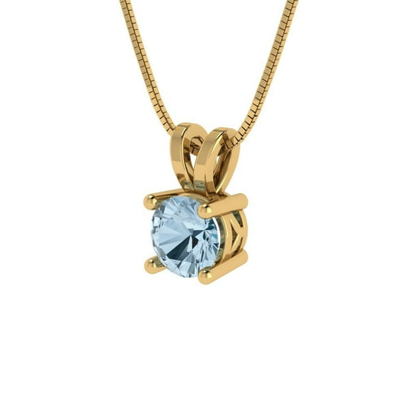 0.5 cctw Sky Blue Topaz Yellow Gold Plated Pendant with 18" Box Chain (5mm, Round Cut)