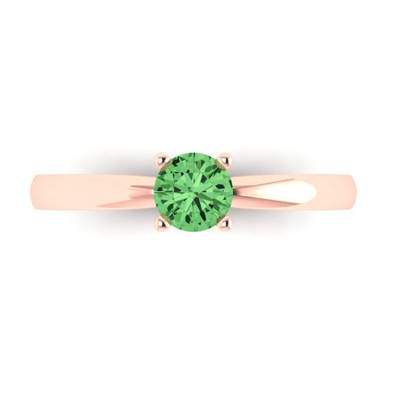 Solitaire Engagement Ring for Women - 0.5ct Simulated Green Diamond in 14K Rose Gold Promise Ring