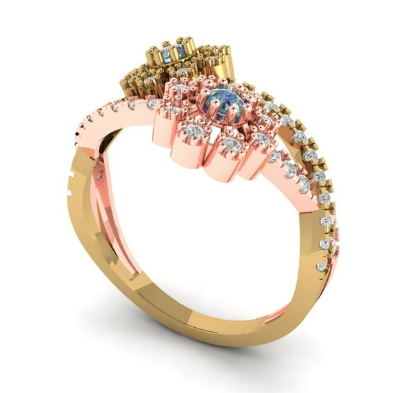 0.48 tcw Round Cut Engagement Ring for Women, Blue Moissanite Halo Bridal Promise Ring for Her in 14K Yellow/Rose Gold
