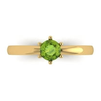 Solitaire Engagement Ring for Women - 0.5ct Natural Peridot in 14K Yellow Gold Promise Ring