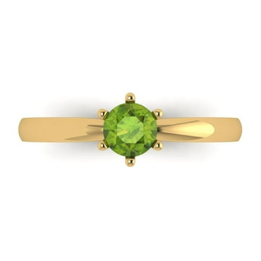 Solitaire Engagement Ring for Women - 0.5ct Natural Peridot in 14K Yellow Gold Promise Ring