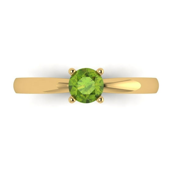 Solitaire Engagement Ring for Women - 0.5ct Natural Peridot in 14K Yellow Gold Promise Ring