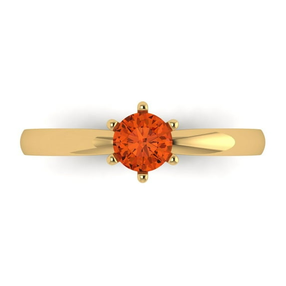 Solitaire Engagement Ring for Women - 0.5ct Simulated Red Diamond in 14K Yellow Gold Promise Ring