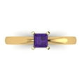 thumbnail image 1 of 0.5 ctw Solitaire Anniversary Ring for Women | Princess Cut Natural Amethyst | Hyperallergenic Solid 18K Yellow Gold, 1 of 5