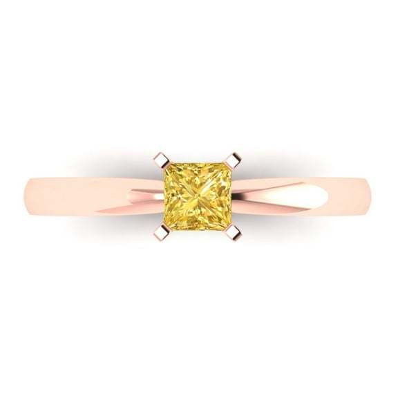 0.5 ct Princess Cut Natural Citrine Solitaire Engagement Ring for Women in 18K Rose Gold